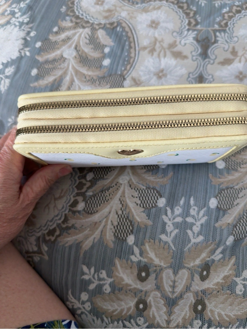 🍋 Blue Kiss Lemon Print Double-Zip Wristlet Wallet – NWT - Picture 2 of 4